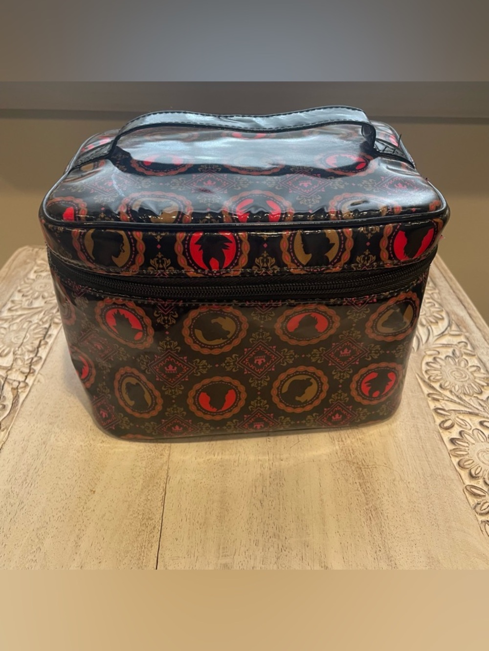 Disney Beautifully Disney black vinyl villains and princesses cosmetics case